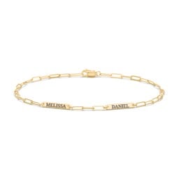 Mini Paper Clip Chain Bracelet with 1 - 4 Engravable Bars