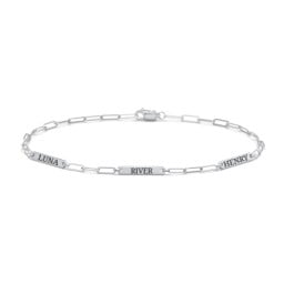 Mini Paper Clip Chain Bracelet with 1 - 4 Engravable Bars