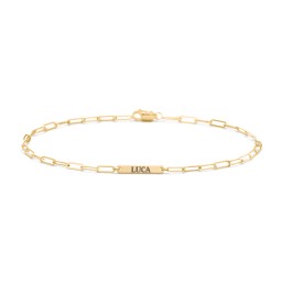 Mini Paper Clip Chain Bracelet with 1 - 4 Engravable Bars in 18K Gold Plated Silver