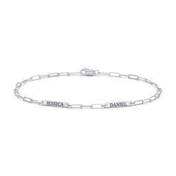 Mini Paper Clip Chain Bracelet with 1 - 4 Engravable Bars in 925 Sterling Silver