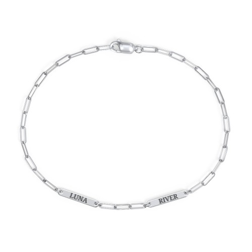 Mini Paper Clip Chain Bracelet with 1 - 4 Engravable Bars – Sterling Silver