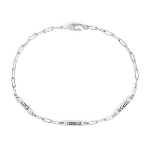 Mini Paper Clip Chain Bracelet with 1 - 4 Engravable Bars – Sterling Silver