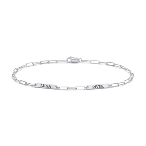 Mini Paper Clip Chain Bracelet with 1 - 4 Engravable Bars – Sterling Silver