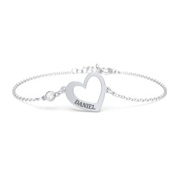 Engravable Open Heart Bracelet with Birthstone