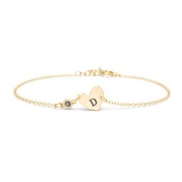 Initial Heart Bracelet with Birthstone