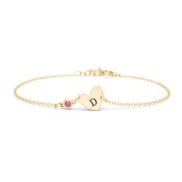 Initial Heart Bracelet with Birthstone