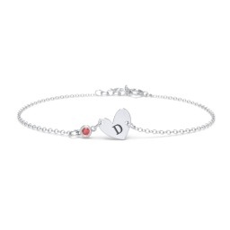 Initial Heart Bracelet with Birthstone