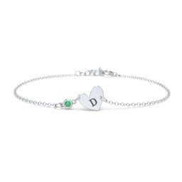 Initial Heart Bracelet with Birthstone