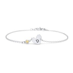 Initial Heart Bracelet with Birthstone