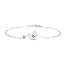 Initial Heart Bracelet with Birthstone
