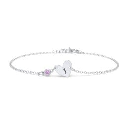 Initial Heart Bracelet with Birthstone