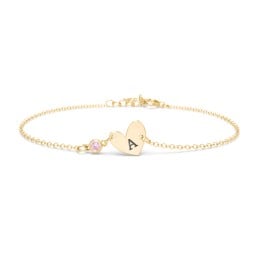 Initial Heart Bracelet with Birthstone