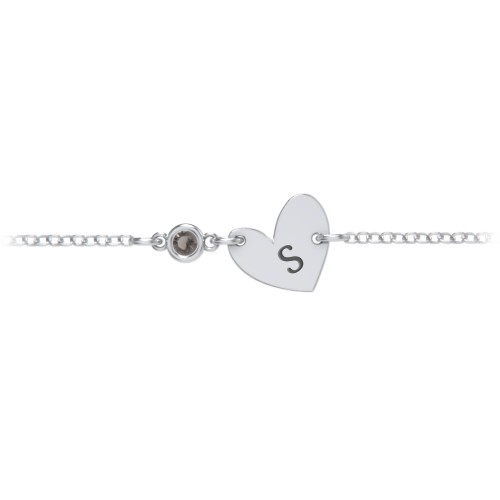 Initial Heart Bracelet with Birthstone