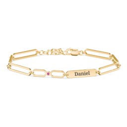 Engravable Long Link Infinity Family Bracelet with 1-4 Birthstones