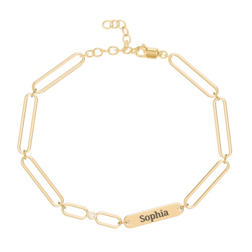 Engravable Long Link Infinity Family Bracelet with 1-4 Birthstones