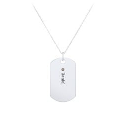 Engravable Dog Tag Necklace with 1 Birthstone
