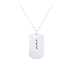 Engravable Dog Tag Necklace with 1 Birthstone
