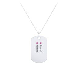Engravable Dog Tag Necklace with 2 Birthstone