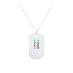 Engravable Dog Tag Necklace with 2 Birthstone
