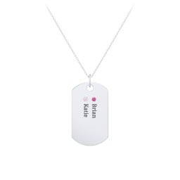 Engravable Dog Tag Necklace with 2 Birthstone