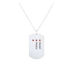 Engravable Dog Tag Necklace with 3 Birthstone