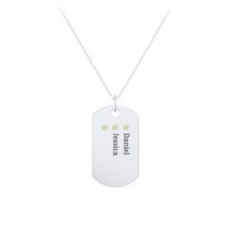 Engravable Dog Tag Necklace with 3 Birthstone