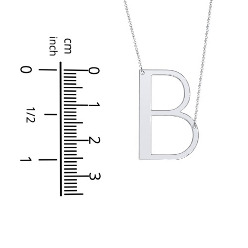 Engravable Asymmetrical Initial Necklace - B – Sterling Silver