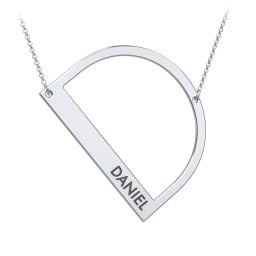 Engravable Asymmetrical Initial Necklace - D