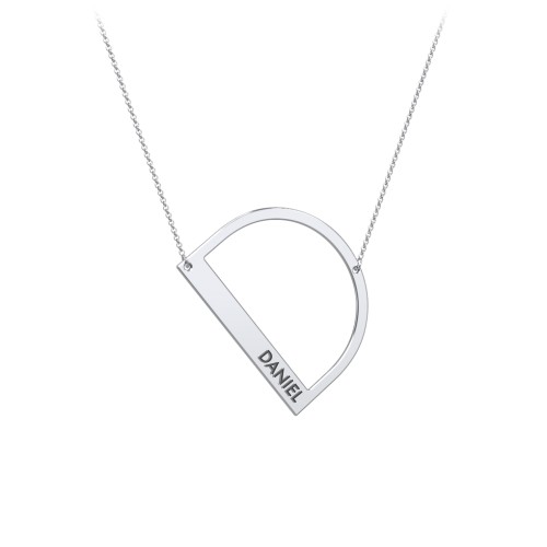 Engravable Asymmetrical Initial Necklace - D – Sterling Silver