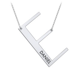 Engravable Asymmetrical Initial Necklace - E