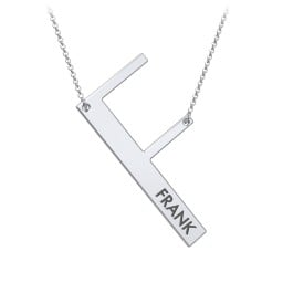 Engravable Asymmetrical Initial Necklace - F