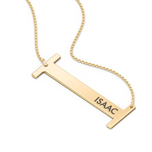 Engravable Asymmetrical Initial Necklace - I – 18K Gold Plated Silver