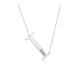 Engravable Asymmetrical Initial Necklace - I in 925 Sterling Silver