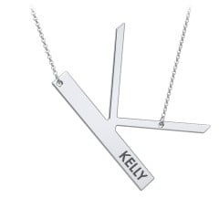 Engravable Asymmetrical Initial Necklace - K