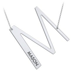 Engravable Asymmetrical Initial Necklace - M