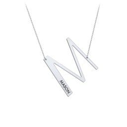 Engravable Asymmetrical Initial Necklace - M