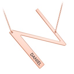 Engravable Asymmetrical Initial Necklace - N