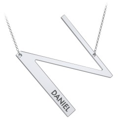 Engravable Asymmetrical Initial Necklace - N