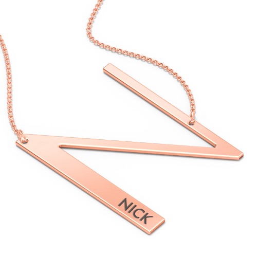 Engravable Asymmetrical Initial Necklace - N