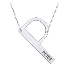 Engravable Asymmetrical Initial Necklace - P