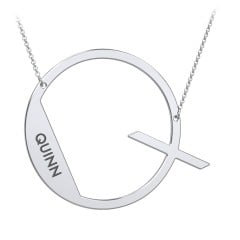 Engravable Asymmetrical Initial Necklace - Q