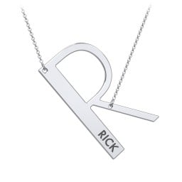 Engravable Asymmetrical Initial Necklace - R