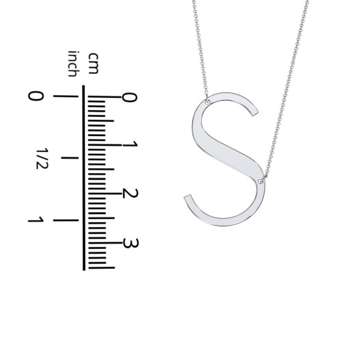 Engravable Asymmetrical Initial Necklace - S – Sterling Silver