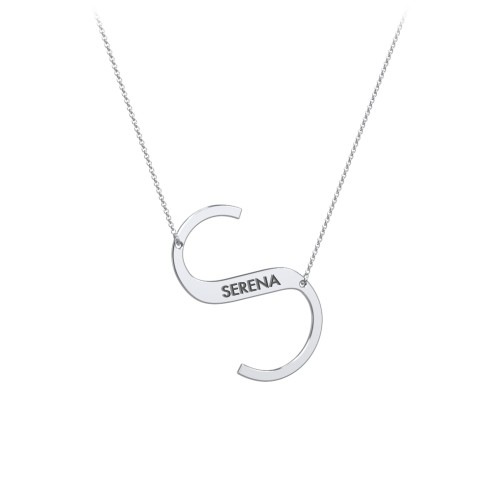 Engravable Asymmetrical Initial Necklace - S – Sterling Silver