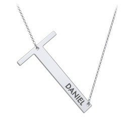 Engravable Asymmetrical Initial Necklace - T