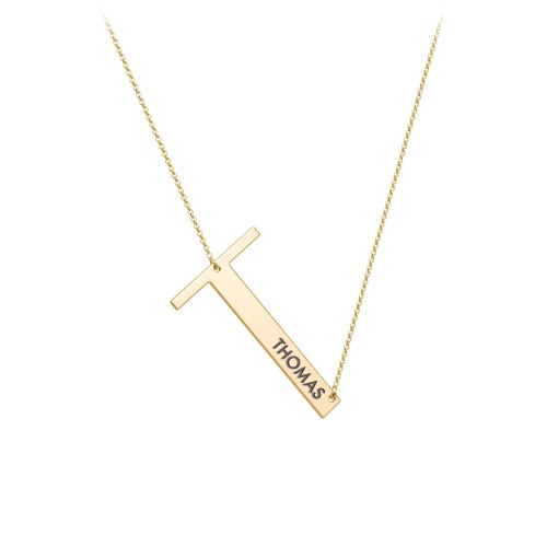 Engravable Asymmetrical Initial Necklace - T – 18K Gold Plated Silver