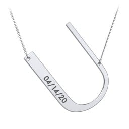 Engravable Asymmetrical Initial Necklace - U