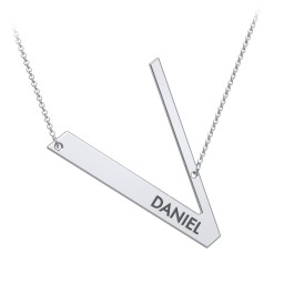 Engravable Asymmetrical Initial Necklace - V