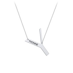 Engravable Asymmetrical Initial Necklace - Y in 925 Sterling Silver