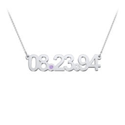 Date Necklace with Birthstones